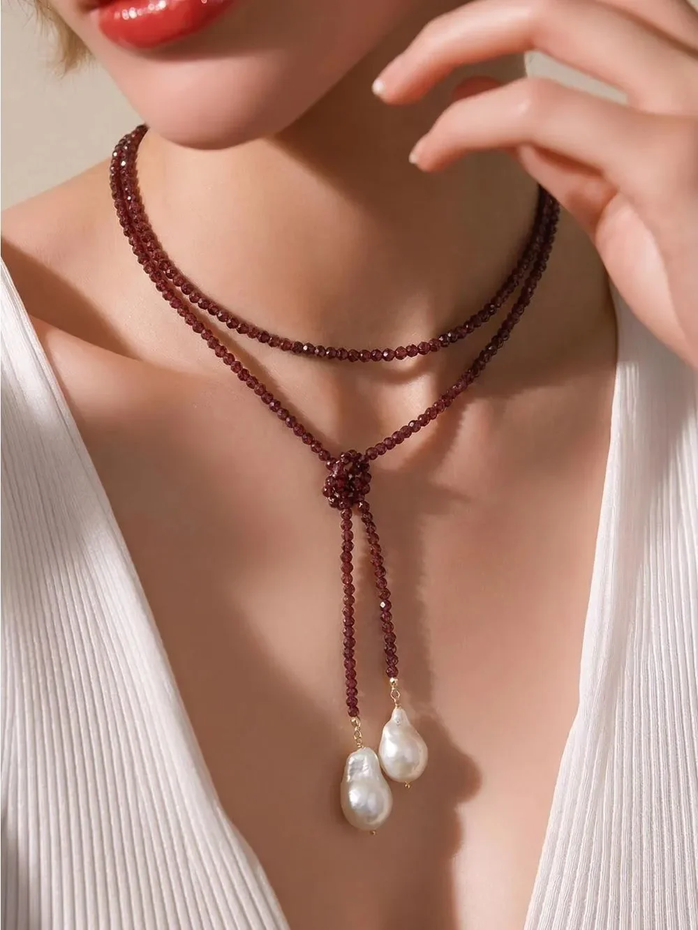 Pearl wrap necklace #2695